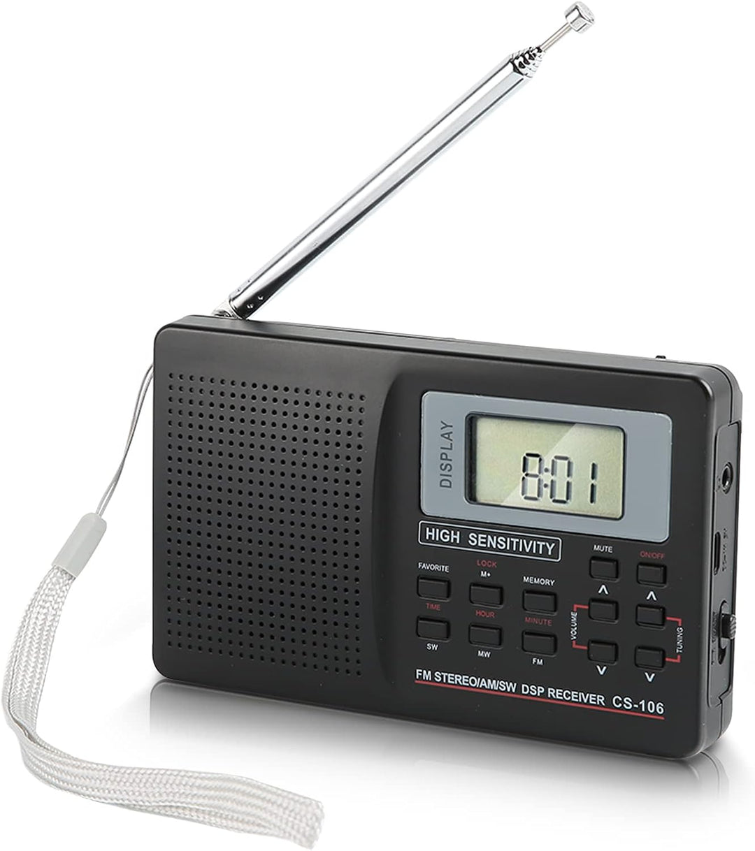 AM FM Radio, Tragbares Digitalradio FM AM SW Sound Digital Tuning Receiver Vollbandradio mit Wecker,