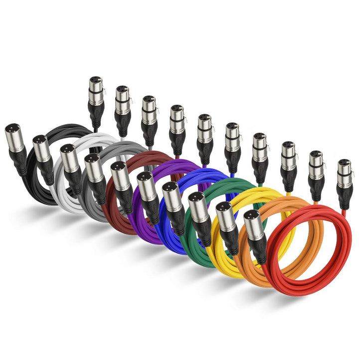 NUOSIYA XLR Kabel 2m 10 Farben XLR Mikrofon Splitterkabel Adapter, 3-Pin XLR Stecker auf Buchse Mikr