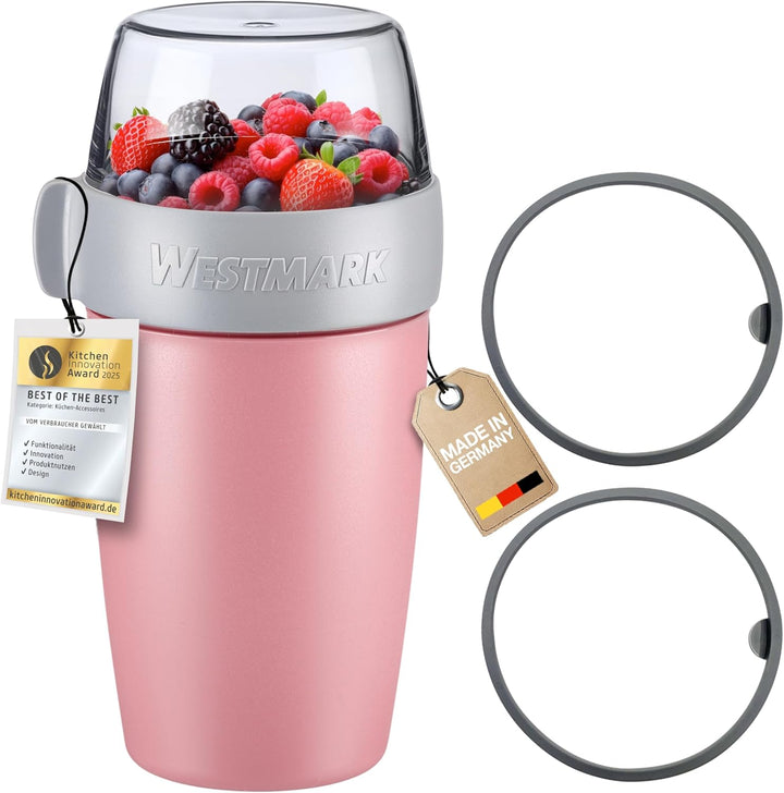Westmark Müslibecher/Lunchpot Set – 2 auslaufsichere Fächer: 200 ml +500 ml, 2 Ersatzdichtungsringe,