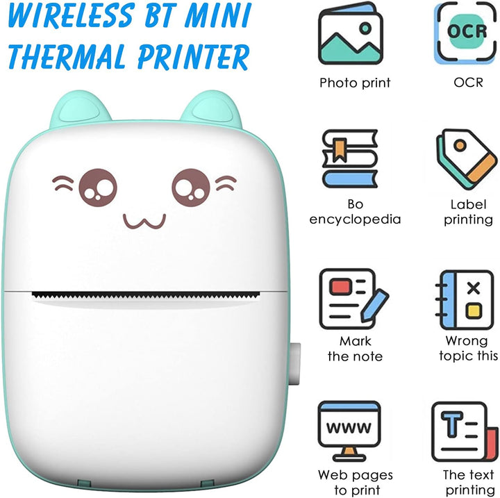 Pocket Thermodrucker, Mini Wireless Instant Taschendrucker, Tragbarer Handy Bluetooth Mobiler Drucke