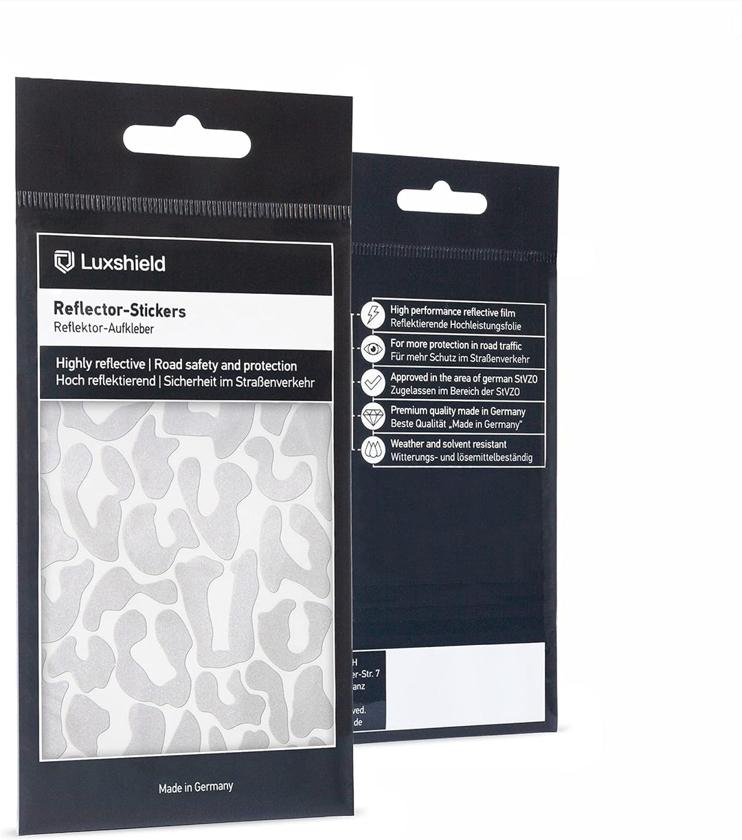 Luxshield Reflektoren Sticker Set - Leopard - für Fahrrad Roller Kinderwagen - Reflektoren Fahrrad -