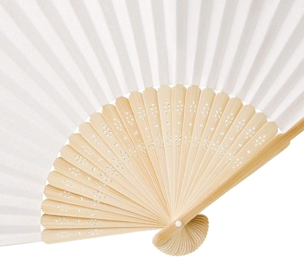 Handfächer aus weissem Papier und Bambus für Hochzeiten (Weiss, 50 Handfächer) Weiss 50 Handfächer,