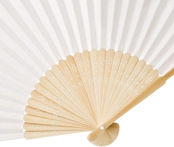 Handfächer aus weissem Papier und Bambus für Hochzeiten (Weiss, 50 Handfächer) Weiss 50 Handfächer,