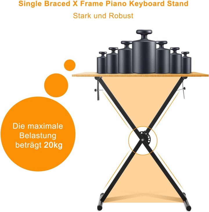 Trintion Keyboardständer Doppelstrebig Keyboard Ständer verstellbar 61 cm bis 98 cm Klappbar Zerlegb