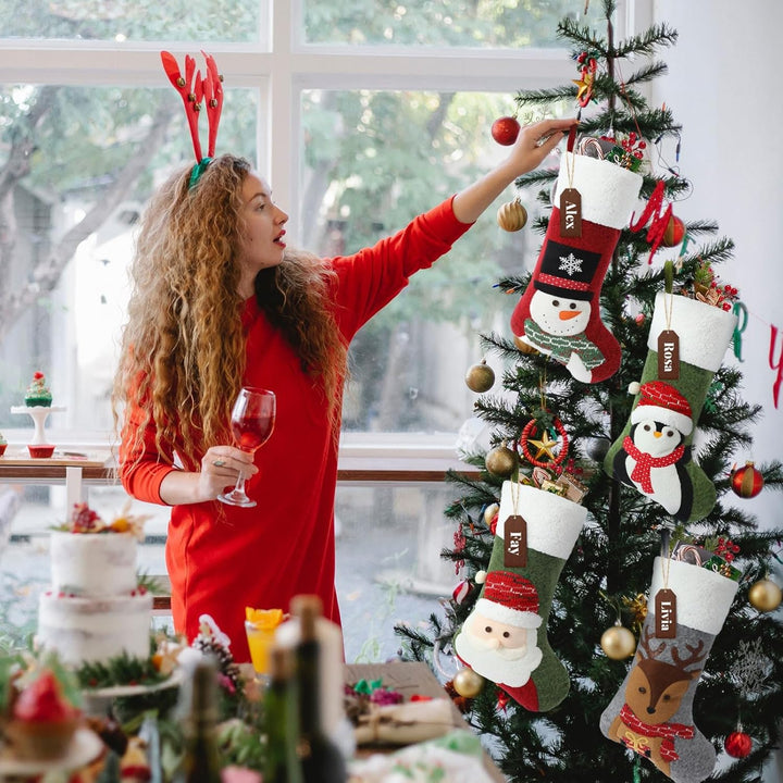 NIBESSER Nikolausstrumpf 4er Set Grosse Nikolausstiefel zum Befüllen Weihnachtsstrumpf Geschenkbeute
