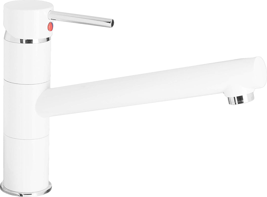 Cornat Spültisch-Einhebelarmatur "Zelina" - Hochwertiger Messingkörper - weiss verchromt - Schwenkba