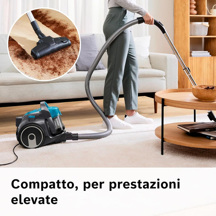 Bosch Home and Garden BGS05X240 GS05 Cleann'n, Beutelloser Staubsauger, kompakt und leicht, türkis,