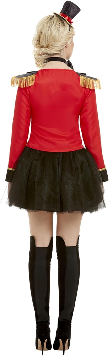 Deluxe Ringmaster Lady Costume, Red, with Jacket, Mock Shirt, Skirt & Headband (XS) XS - UK Size 04-