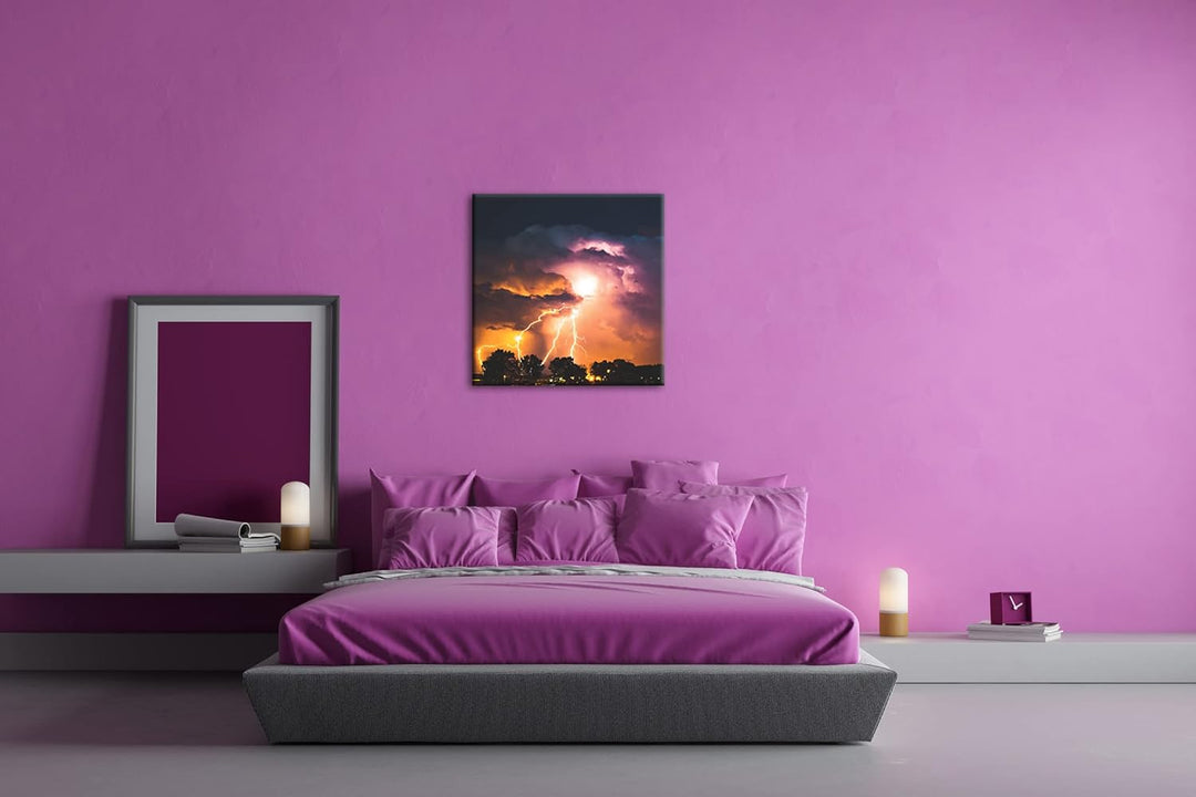 deyoli stürmische Blitze Format: 70x70 cm als Leinwandbild, Motiv fertig gerahmt auf Echtholzrahmen,