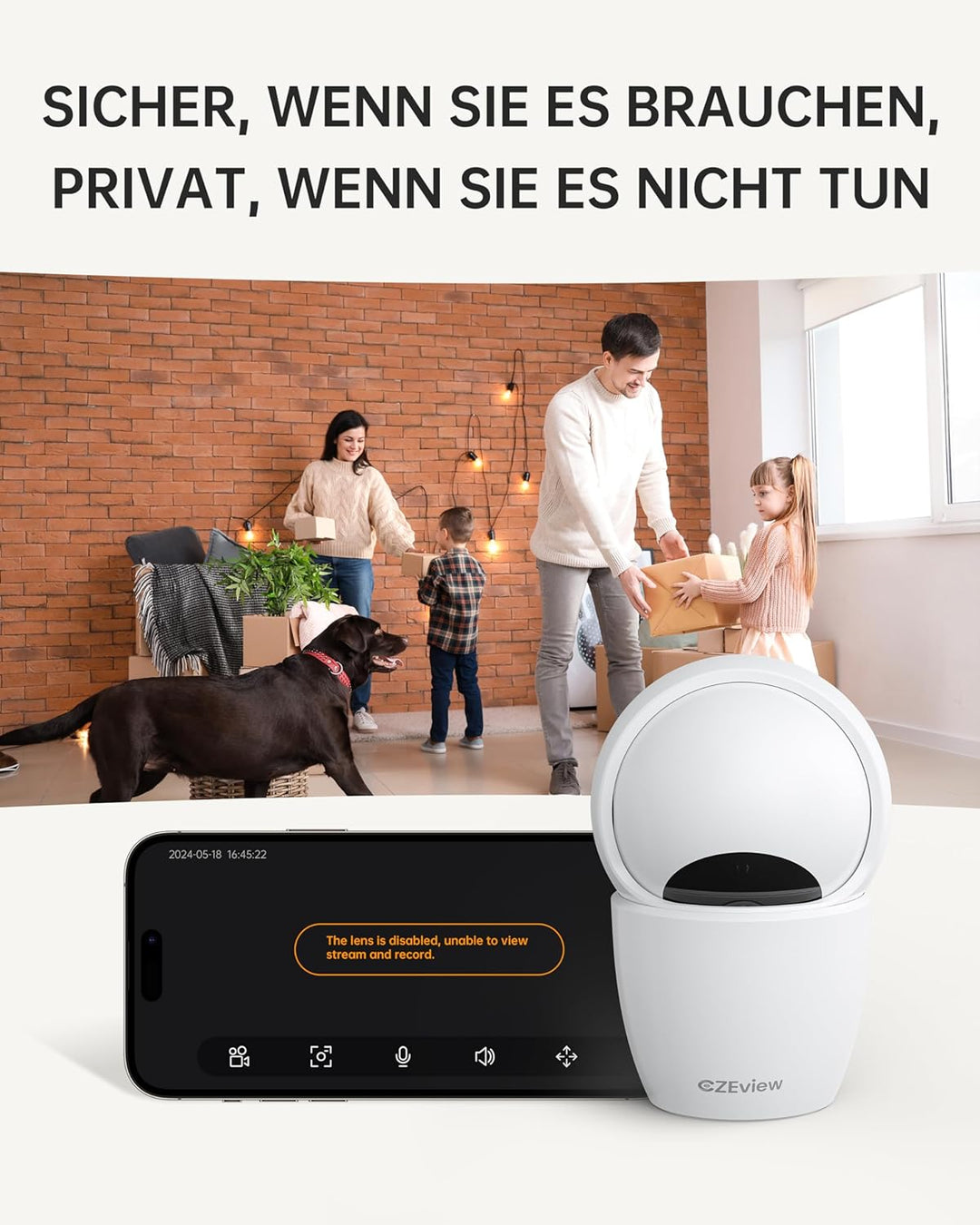 CZEview 3K 5MP Überwachungskamera Innen, 2,4/5Ghz Dual-Band WLAN Kamera Überwachung Innen, Hundekame