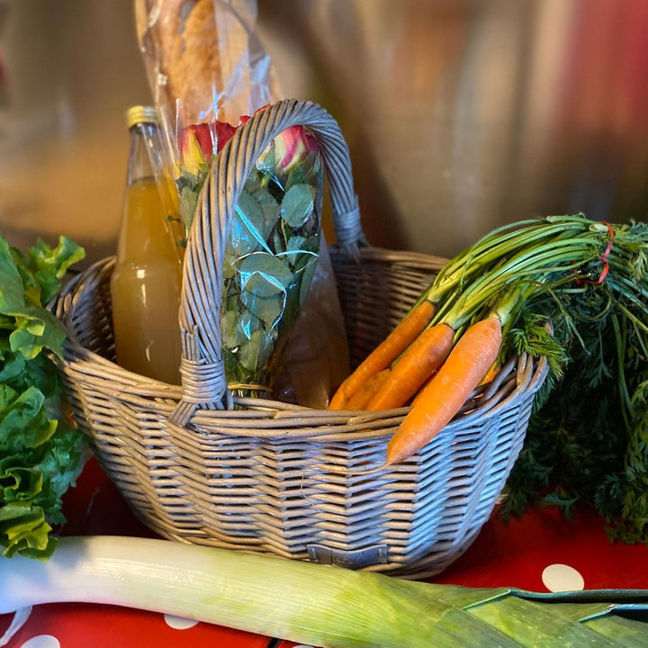 UNUS Weidenkorb Picknickkorb Einkaufskorb Henkelkorb 36x16x26cm(LxHxB) grau Grau mittel, Grau mittel