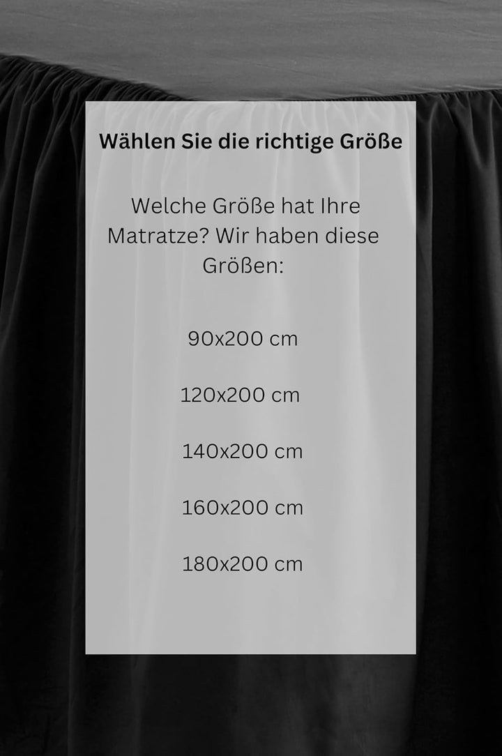 Jotex Zack Volant Betthusse - 100% hochwertige Bio-Baumwolle Bettrock, Höhe 60 cm - Grauschwarz, 180