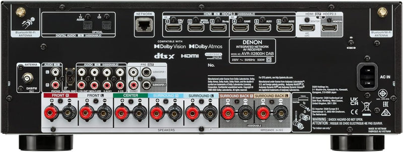 Denon AVR-X2800HDAB 7.2-Kanal AV-Receiver, HiFi Verstärker mit Dolby Atmos, DTS:X, 6 HDMI Eingängen