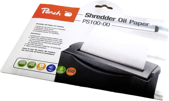 Peach PS100-00 Aktenvernichter Service Kit | 12 Ölpapiere | Aktenvernichterpflege | für hohe Schneid