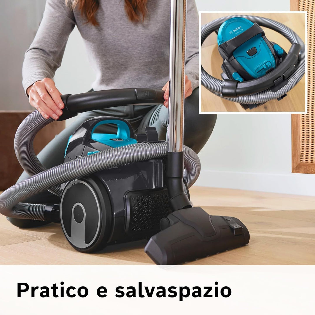 Bosch Home and Garden BGS05X240 GS05 Cleann'n, Beutelloser Staubsauger, kompakt und leicht, türkis,