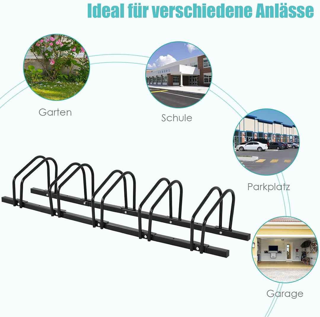 COSTWAY Fahrradständer Standparker Bodenständer Aufstellständer mit 4/5/6 Fahrrad Stellplätze, Mehrf