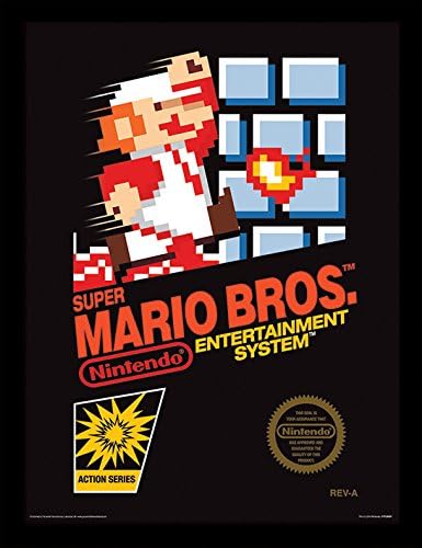 Pyramid International Super Mario Bros. (NES Cover) 30x40 cm gerahmter Druck, 250GSM PAPERWRAP MDF,