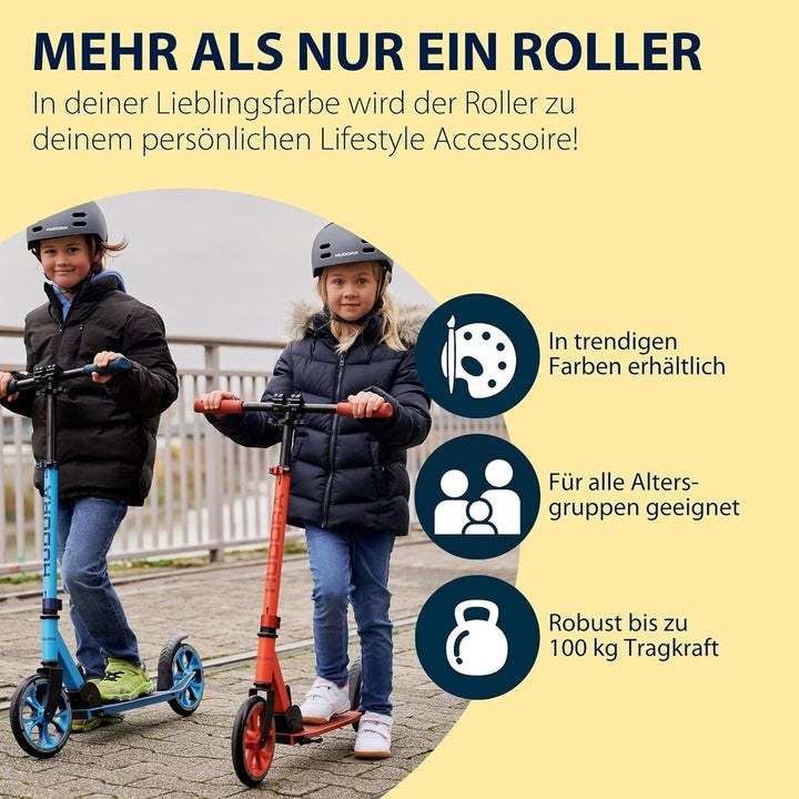 HUDORA Scooter Up 200 - Geräuscharmer Aluminium-Roller für bis zu 100kg - Höhenverstellbarer & zusam