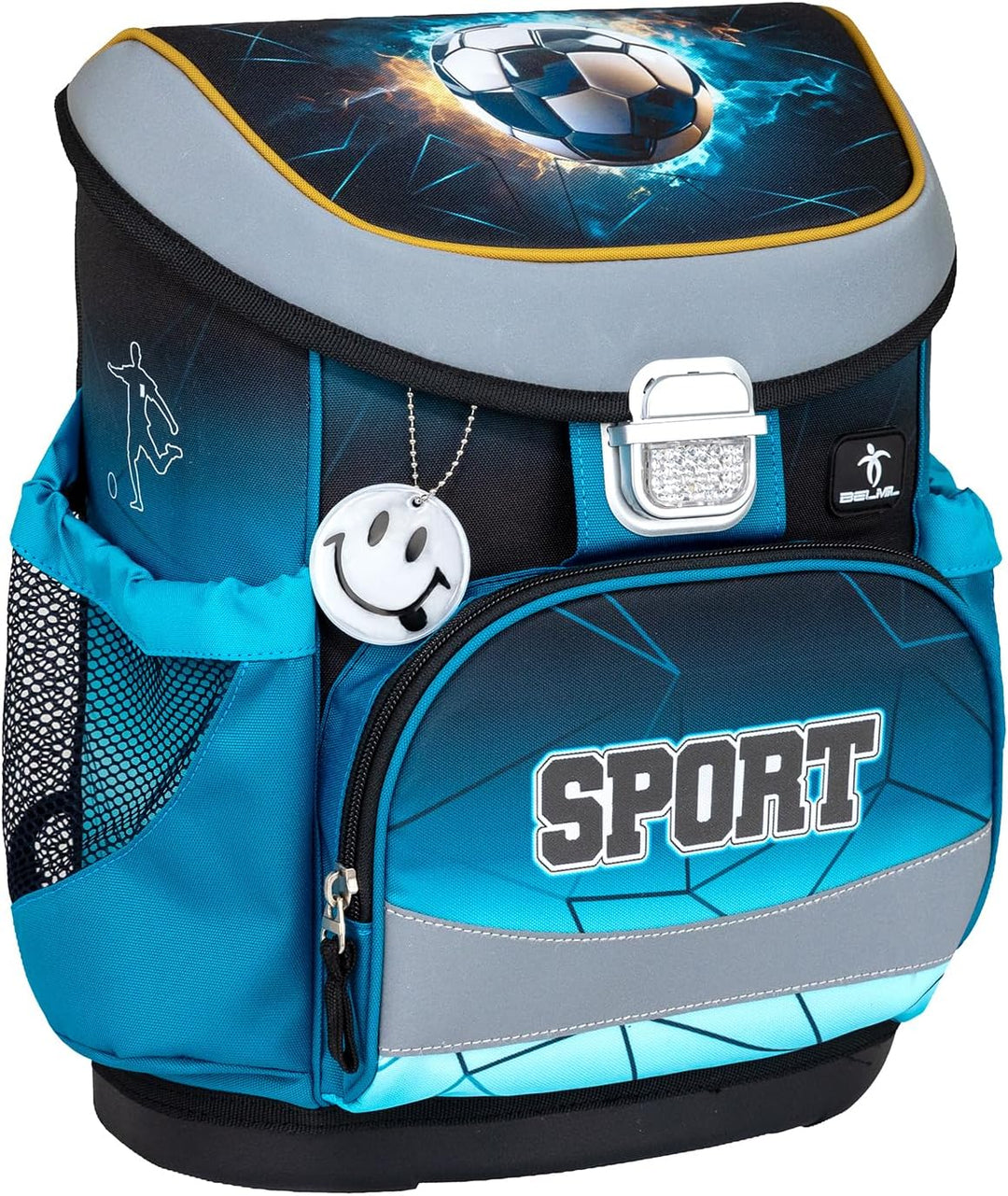 Belmil Mini-Fit Schulranzen Set 4 -teilig (405-33/AG/S) (Fire Footbal), Fire Footbal