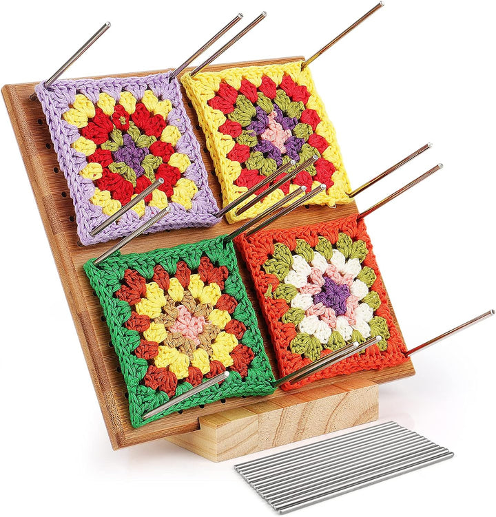 Coopay Sperrbrett für Granny Square, Bambus Blockierbretter und 20 Edelstahl Stabstiften, Tolles Too