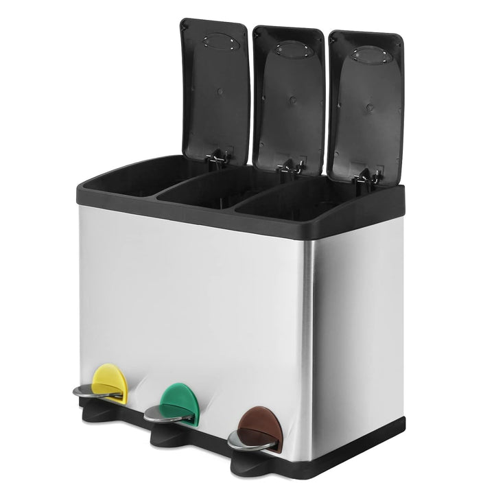 Jago® Mülleimer – 16/24/45/60 L - 2 oder 3 fächer, Edelstahl, mit Inneneimer, Handgriff, Deckel, für