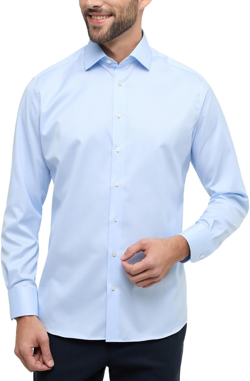eterna Modern Fit Hemd extra Langer Arm New Kent Kragen hellblau Grösse 40