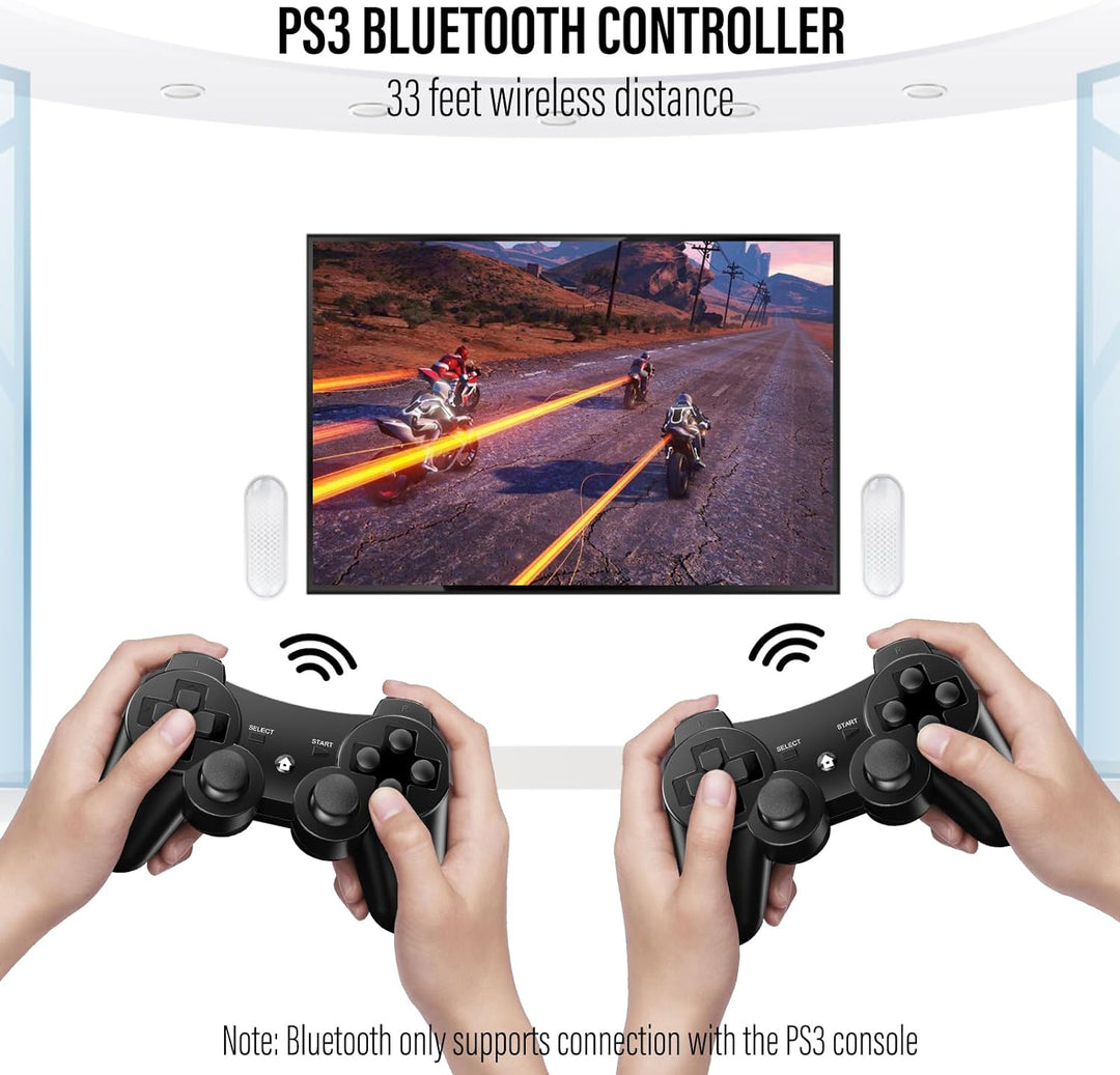 Diswoe Controller für PS-3, 2er Pack Wireless Controller für Play-Station 3 mit Dual Shock, Gyro Axi