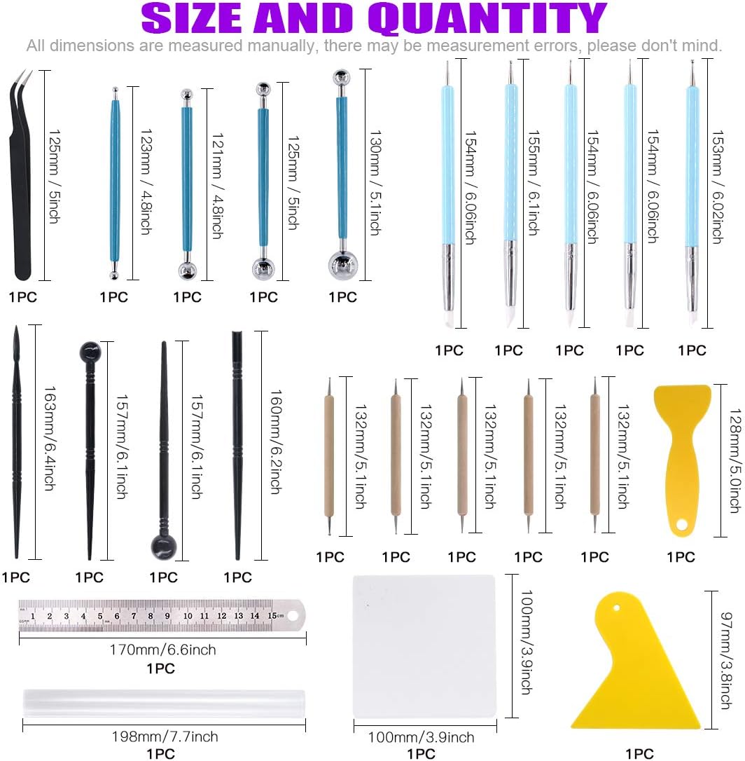 Swpeet Modelliermasse Modellierwerkzeug-Set, Malpinsel, Holz-Punktierwerkzeuge, Ball-Stylus-Werkzeug
