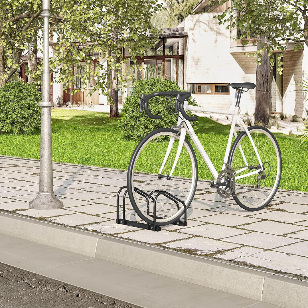 WOLTU Fahrradständer Schwarz für 2 Fahrräder Fahrradhalterung auf dem Boden Aufstellständer für Fahr