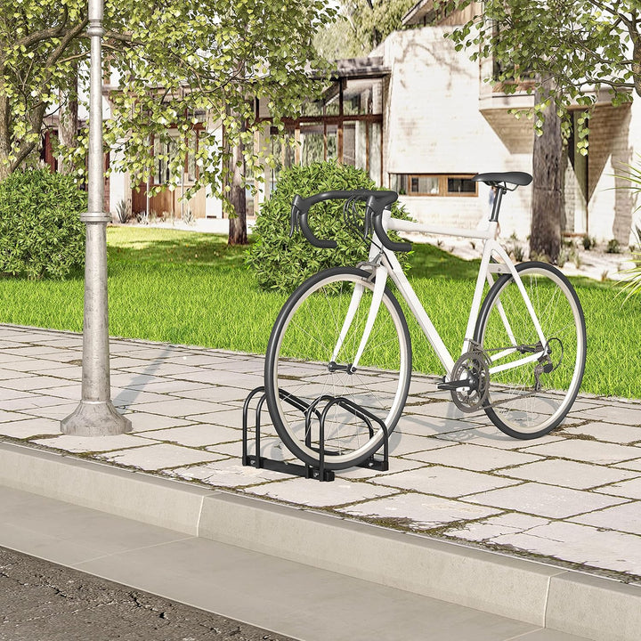 WOLTU Fahrradständer Schwarz für 2 Fahrräder Fahrradhalterung auf dem Boden Aufstellständer für Fahr