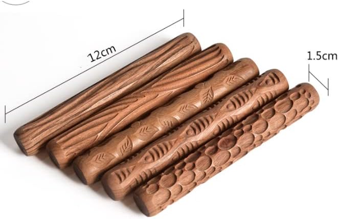 Bmocoen 5 Stücke Töpfer Werkzeuge Hand Rollen für Ton Ton Stempel Ton Roller
