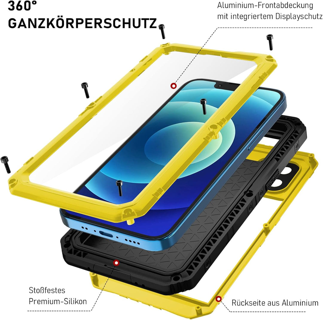 Beeasy für iPhone 12 Wasserdicht Outdoor Hülle (6,1"), Stossfest Panzerhülle Militär 360 Grad Schutz