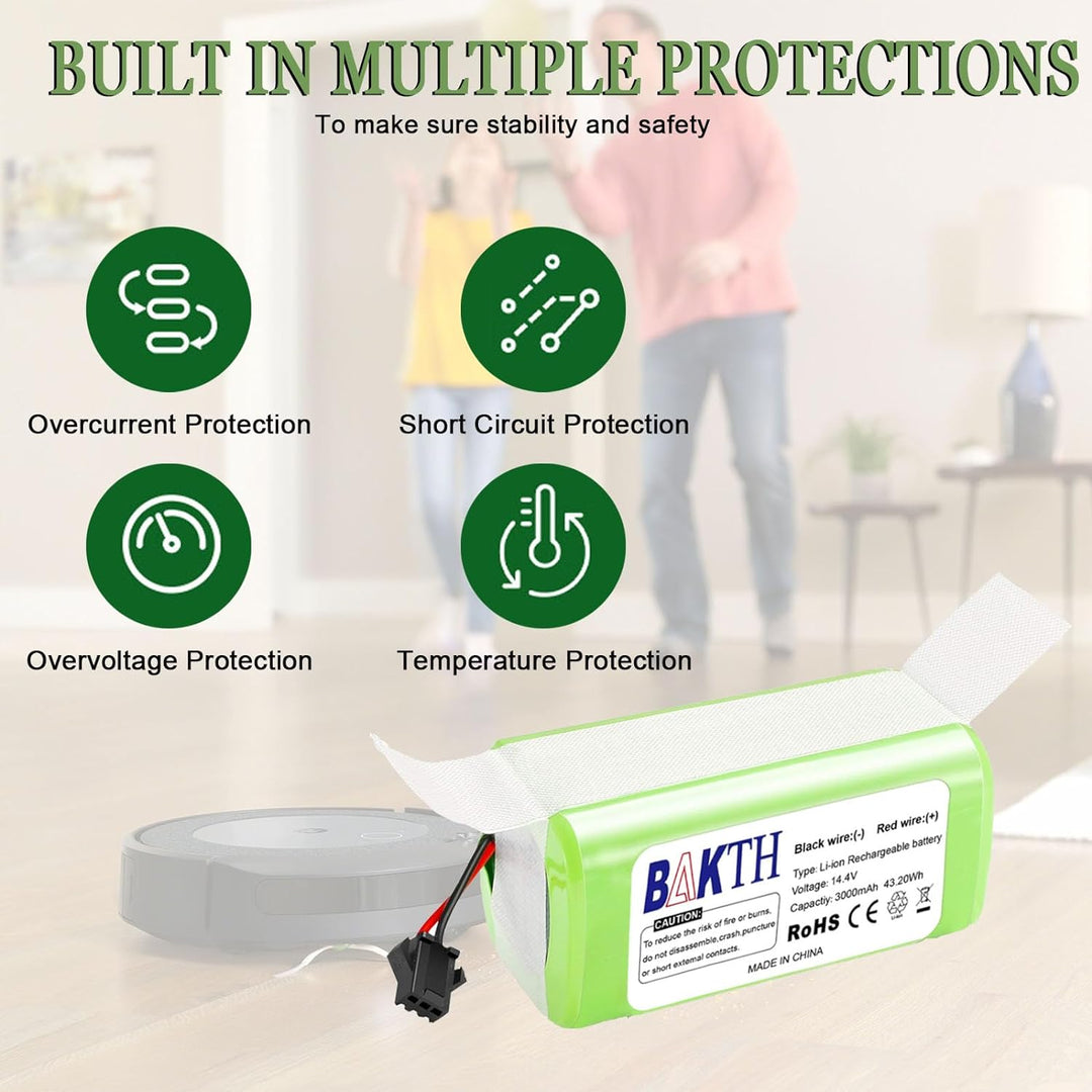 BAKTH Ersatz-Akku, 3000 mAh, 14,4 V, Li-Ion, kompatibel mit Eufy RoboVac 11, 11S, 11S Max, 12, 15C,