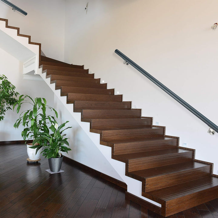 Relaxdays Handlauf Aluminium, rund, Treppengeländer innen & aussen, matt, 100 cm, Ø 42mm, mit Wandha