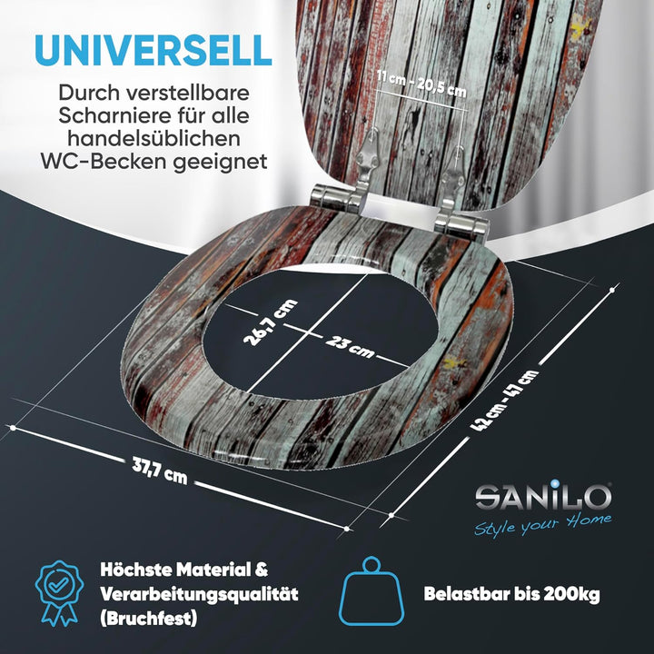 Sanilo WC Sitz mit Absenkautomatik, viele schöne Holz Toilettendeckel zur Auswahl, hochwertige und s