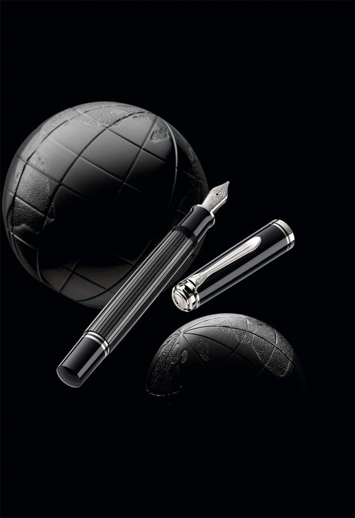 Pelikan Füllhalter Souverän 605 Stresemann, Schwarz-Anthrazit, Feder M (mittel), hochwertiger Kolben