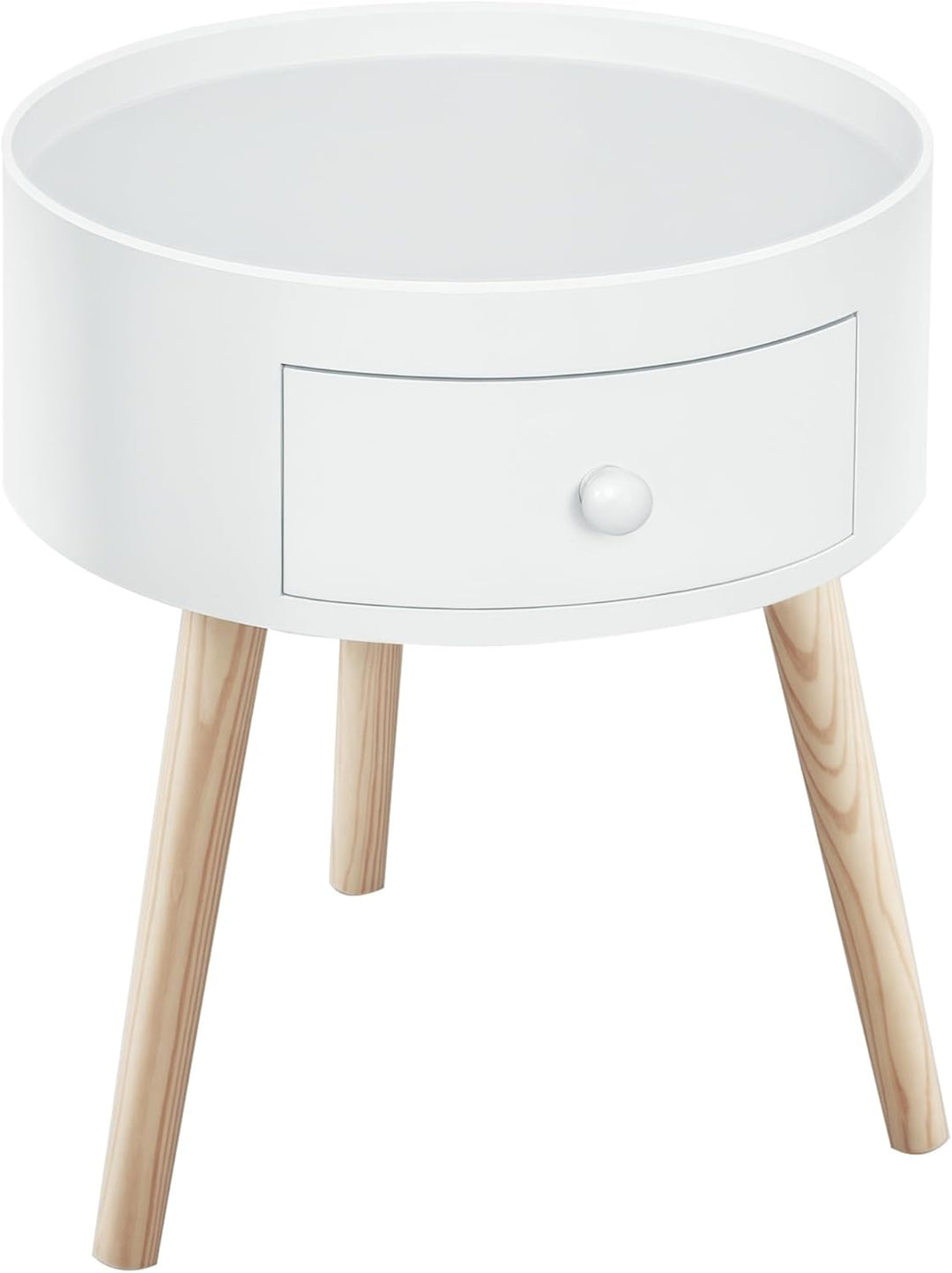 HOMCOM Couchtisch, Beistelltisch mit Schublade, Runder Kaffeetisch, Sofatisch für Wohnzimmer, Schlaf