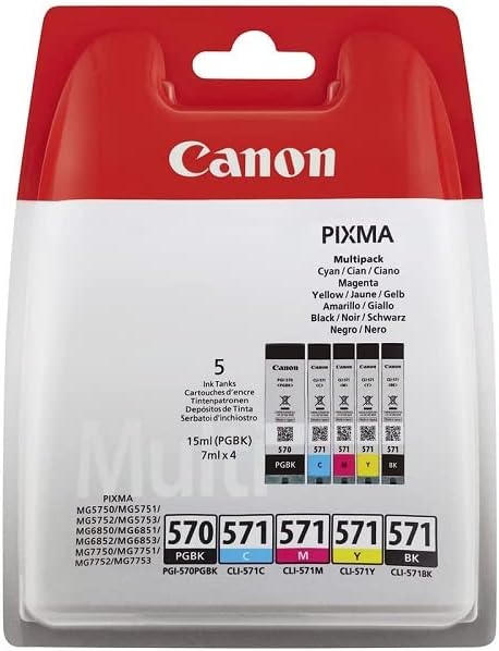 Canon PGI-570BK/CLI-571 BK/C/M/Y Druckertinte Multipack - für PIXMA Tintenstrahldrucker ORIGINAL PGB