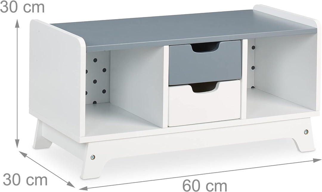 Relaxdays Kinderregal für Spielsachen & Bücher, HBT: 30x60x30 cm, 4 Fächer, Mädchen & Jungen, Spielz