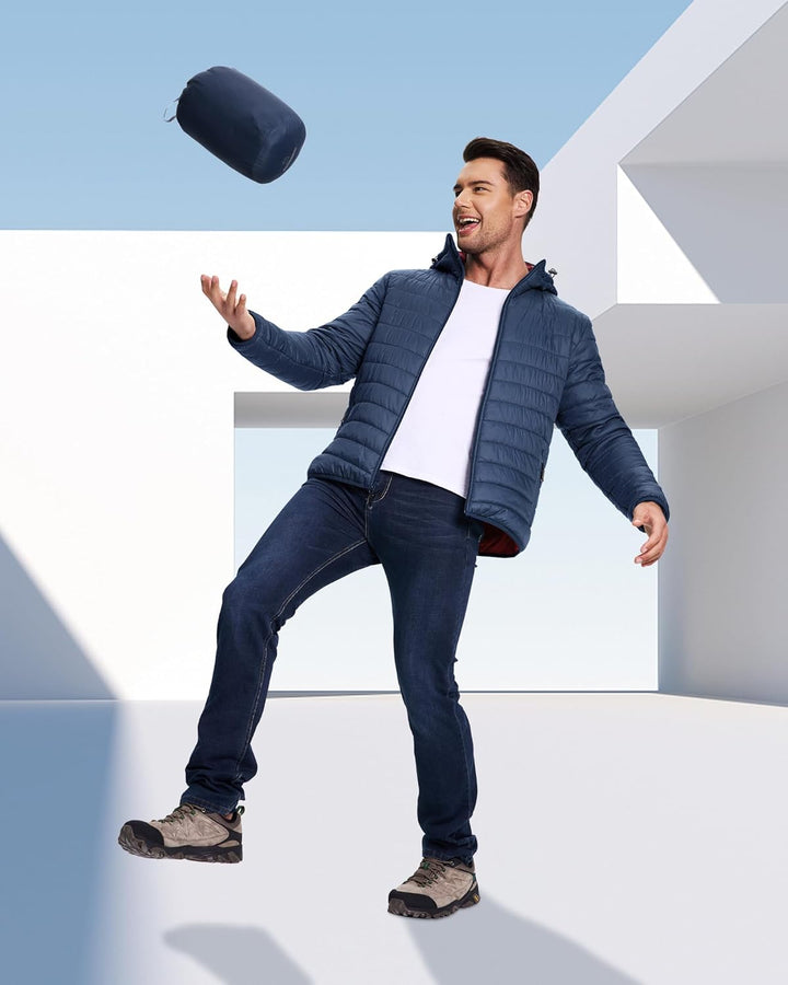 33,000ft Herren Leichte Steppjacke Outdoor Wasserbeständige Übergangsjacke Warme Winterjacke für Män