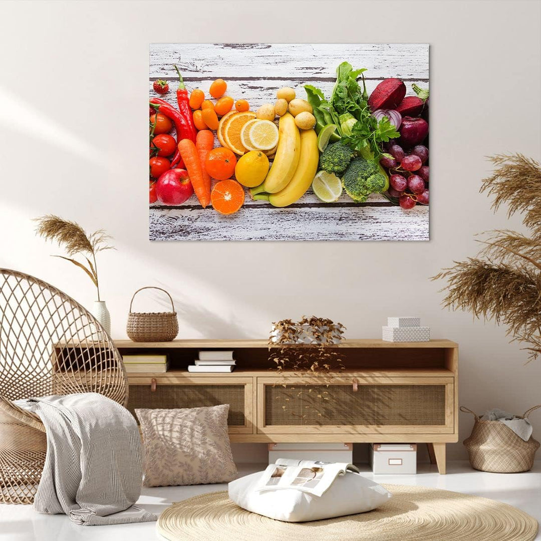 Bilder auf Leinwand 100x70cm Leinwandbild Essen Gemüse Essen frisch Gross Wanddeko Bild Schlafzimmer