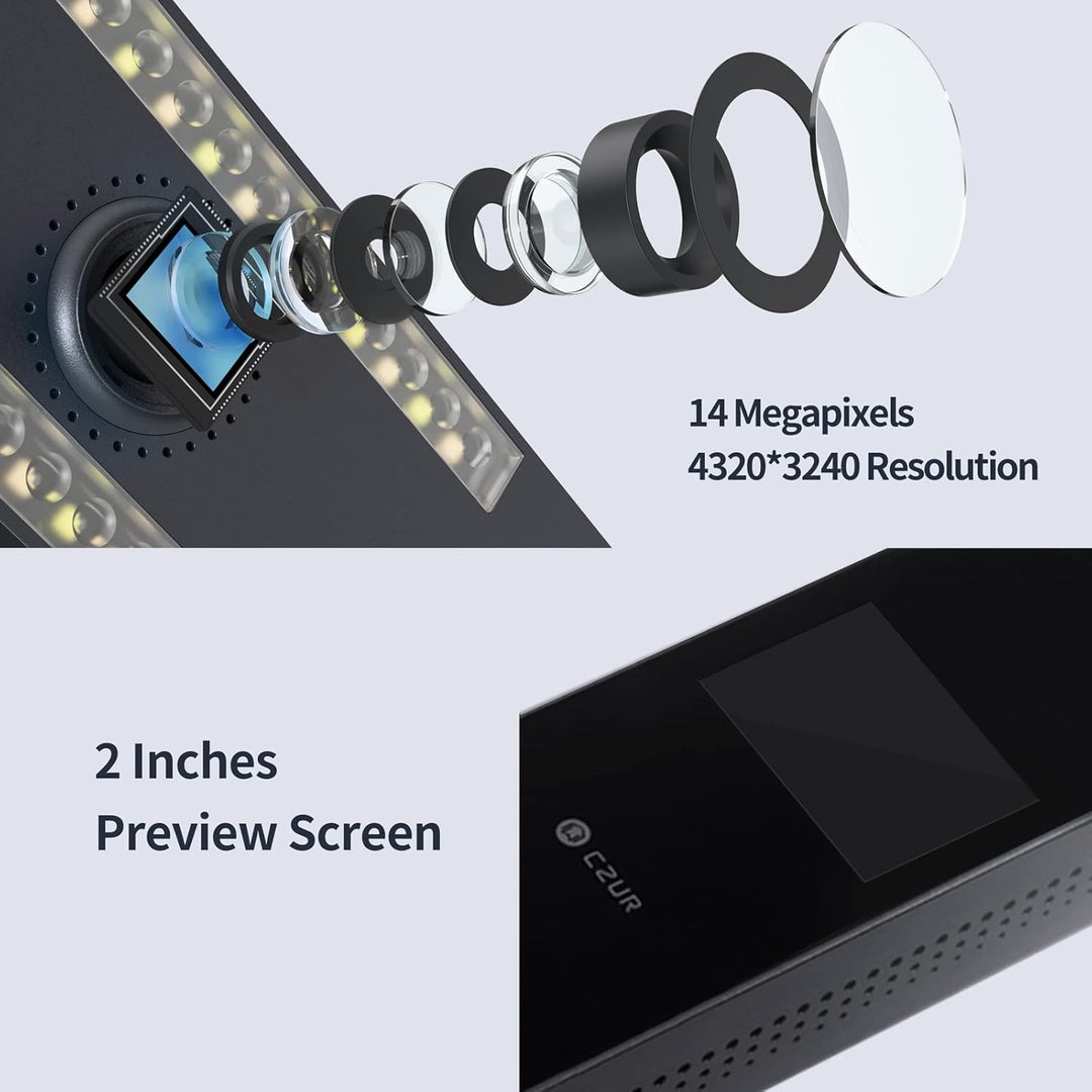 CZUR Aura Pro Tragbarer Buch Dokumentenscanner mit OCR für Win und Mac, HD Dokumentenkamera für A3 A