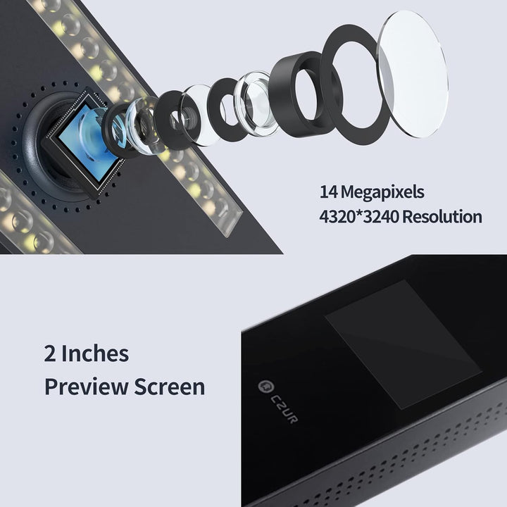 CZUR Aura Pro Tragbarer Buch Dokumentenscanner mit OCR für Win und Mac, HD Dokumentenkamera für A3 A