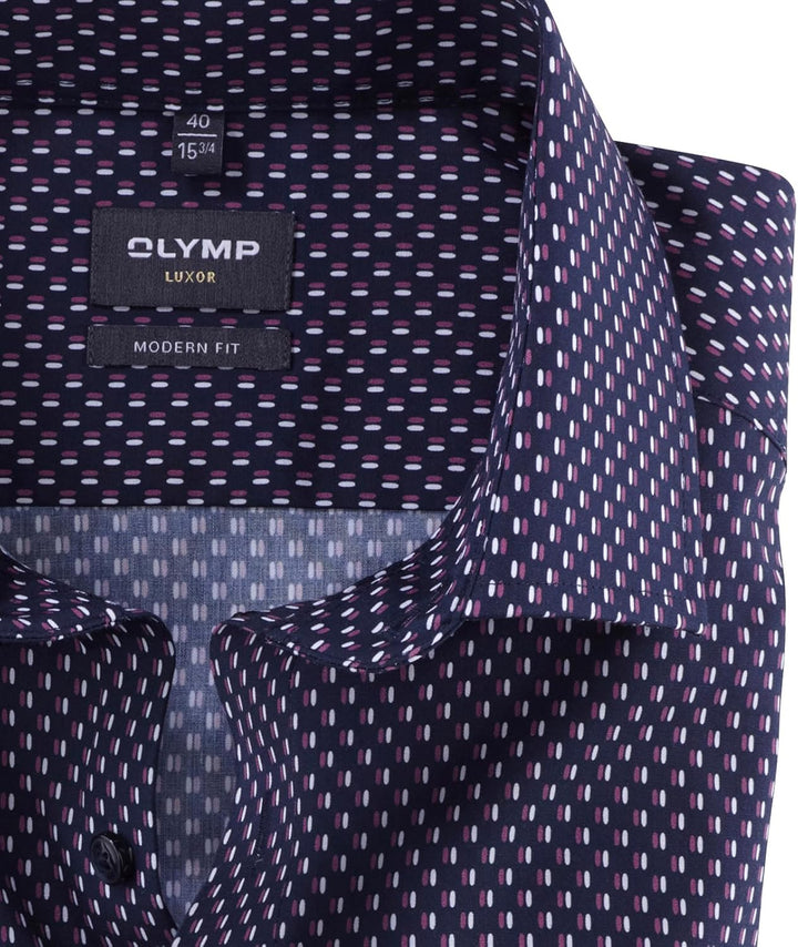 OLYMP Herren Businesshemd Langarm Luxor,Rotationsdruck,modern fit,Global Kent 37 Mauve 93, 37 Mauve