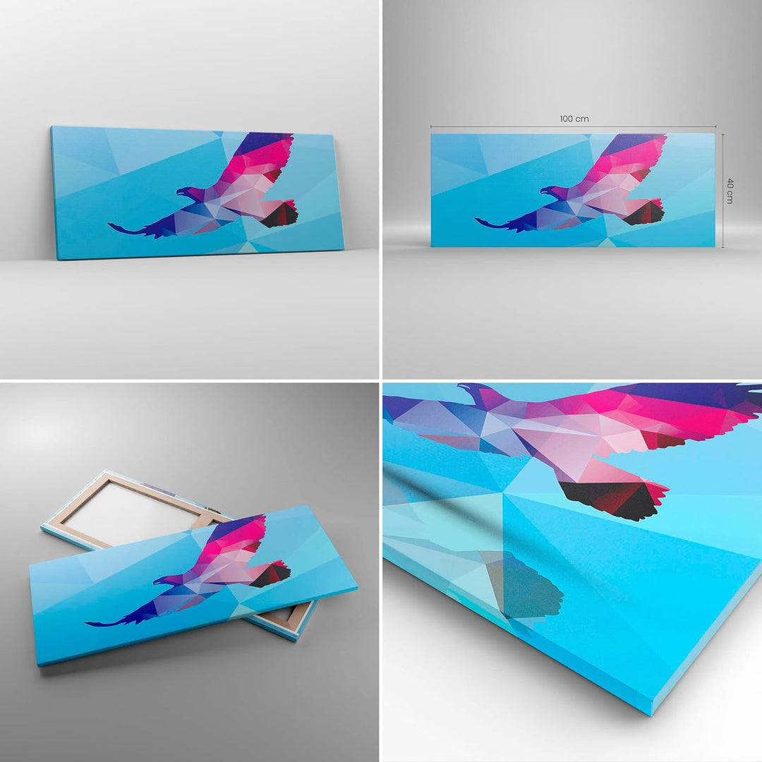 Panorama Bilder auf Leinwand 100x40cm Leinwandbild Eagle Illustration modern Grafik Gross Wanddeko B