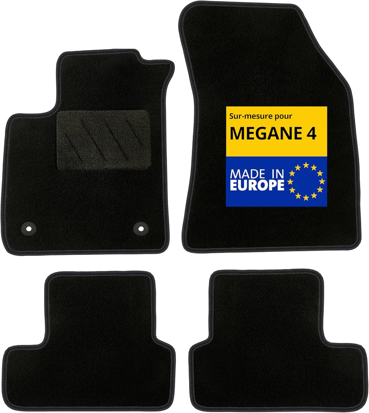 DBS - Autofussmatten - Massgeschneidert für Megane 4 - Mit Befestigungsclips - Antirutschmatten - 4