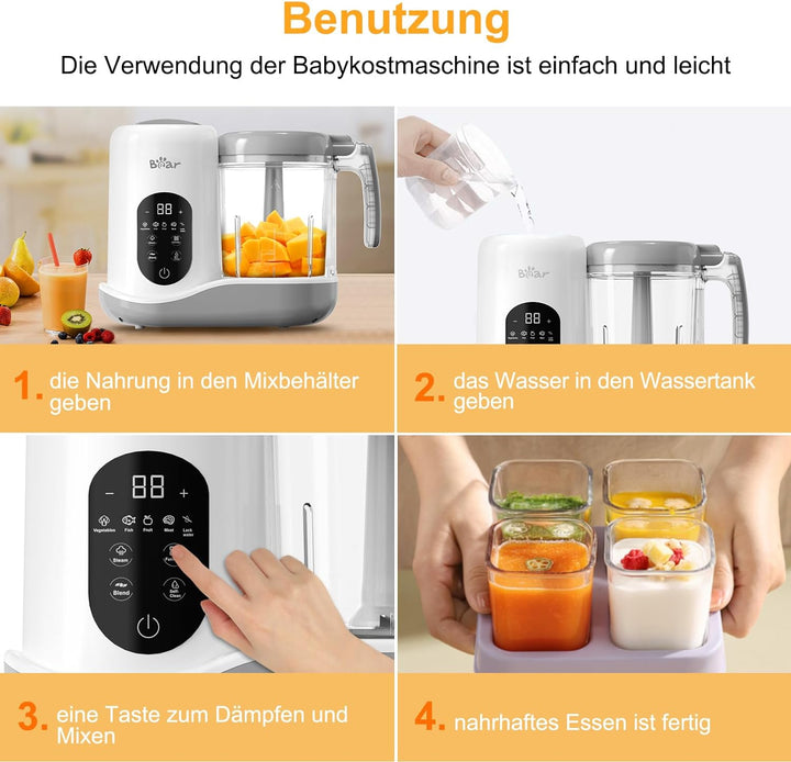 Bear Babynahrungszubereiter,Eine Stufe Baby Food Maker Dampfgarer Mixen,Automatisches Kochen & Zerkl