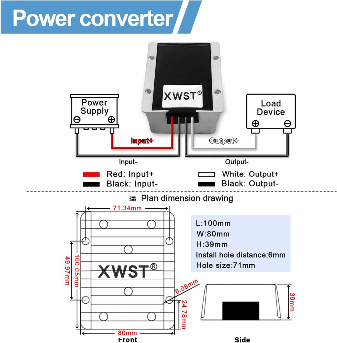 XWST DC DC Spannungswandler 24V auf 48V Aufwärtswandler 15A 720W Wechselrichter Auto Netzteil Wandle