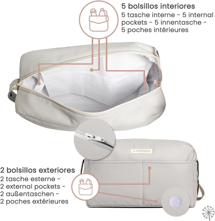 MIMUSELINA Kinderwagen Organizer mit grossem Fassungsvermögen Kinderwagentasche mit + 7 Fächern - Wi