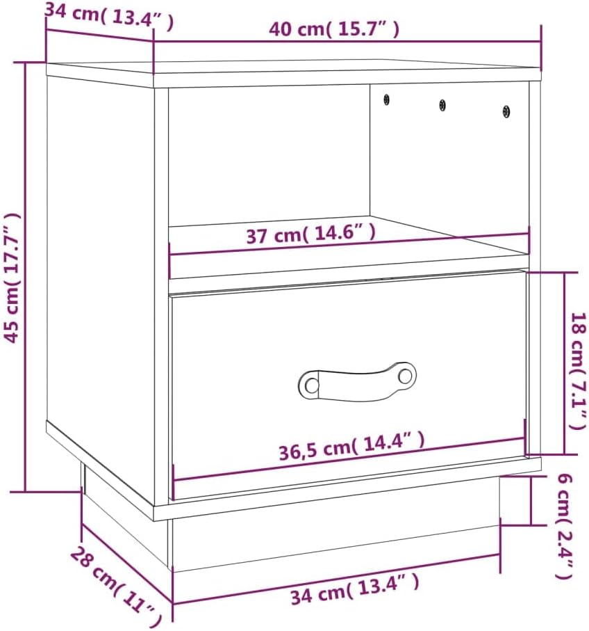 FIRBNUS Bedside Table Nachtkonsole Beistelltisch mit Stauraum Night Stand Nachttische 2er Set Grau 4